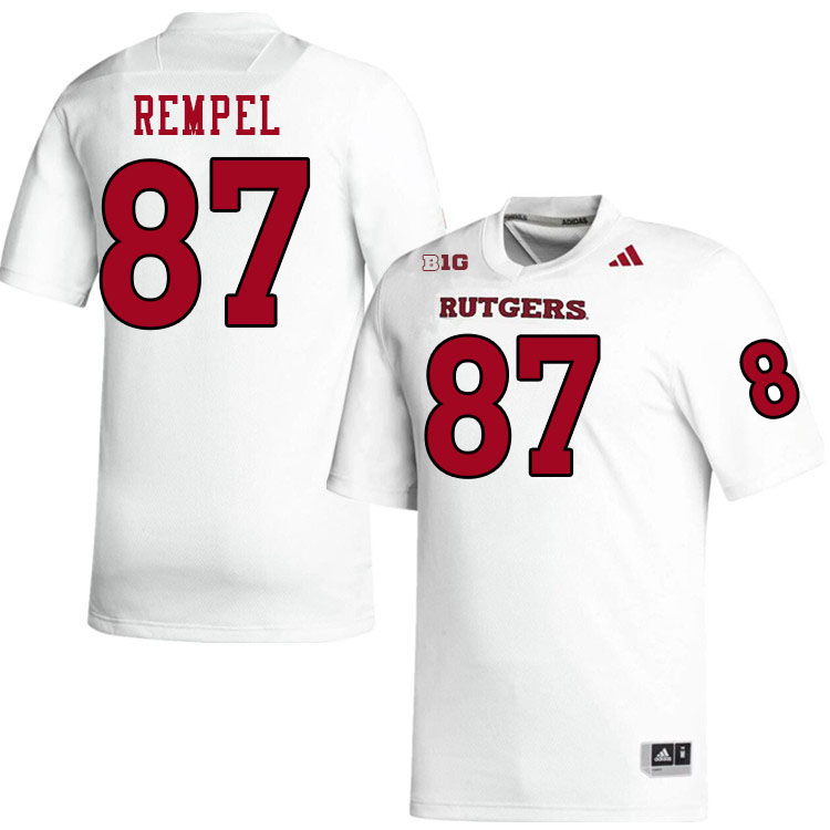 Men #87 Liam Rempel Rutgers Scarlet Knights 2024 College Football Jerseys Stitched-White